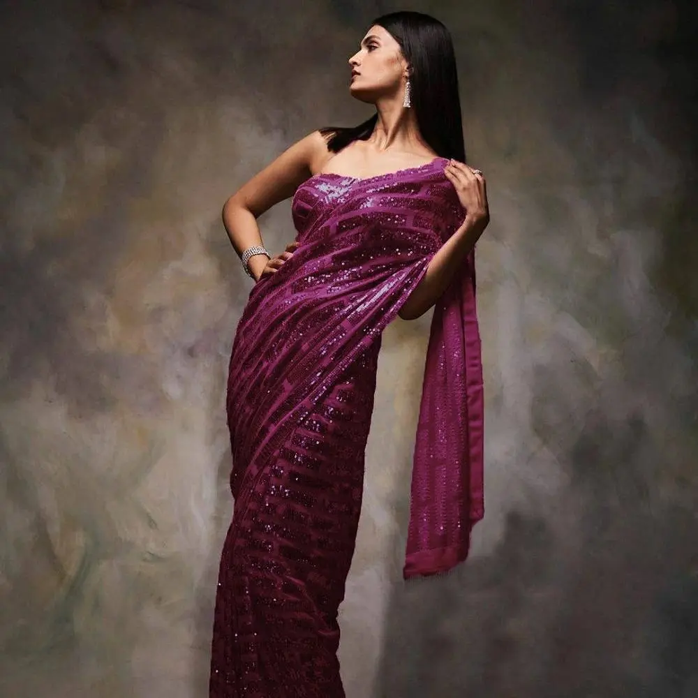 GEORGETTE-SAREE-WITH-SEQUIN-EMBROIDERY-AND-SATIN-BANGLORI-BLOUSE