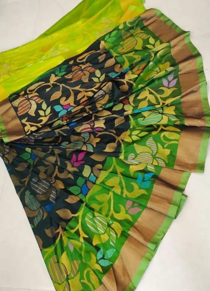 ELEGANT-GREEN-PURE-UPPADA-JAMDANI-HANDLOOM-SAREE