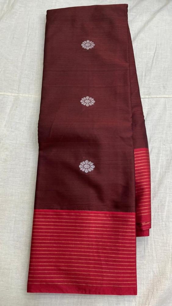 HANDCRAFTED-SEMI-GADWAL-SAREE-WITH-REFINED-TOUCH-IN-BROWN